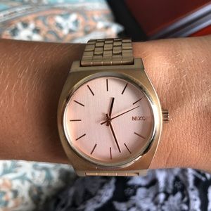 Nixon rose gold minimal time teller watch